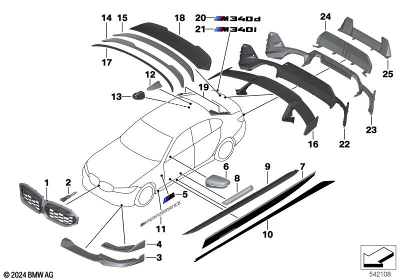 Genuine M Performance Rear Diffuser Carbon Fits G20 LCI G21 LCI 51195A4F525