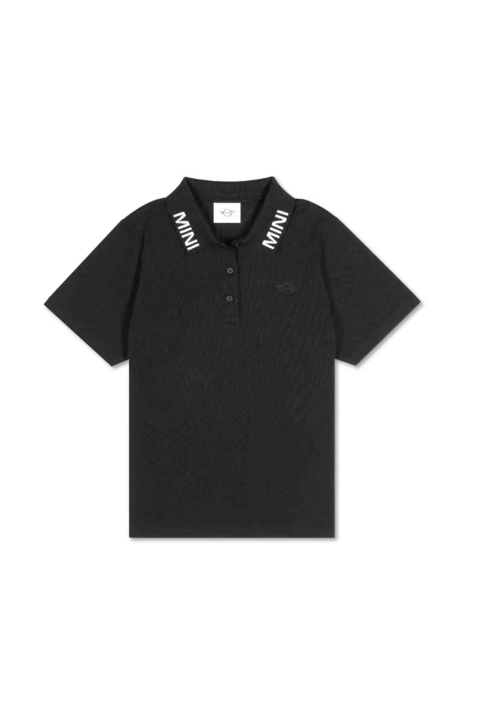 Genuine Wordmark Womens Ladies Polo Shirt Black Tee Top Semi Loose Fit