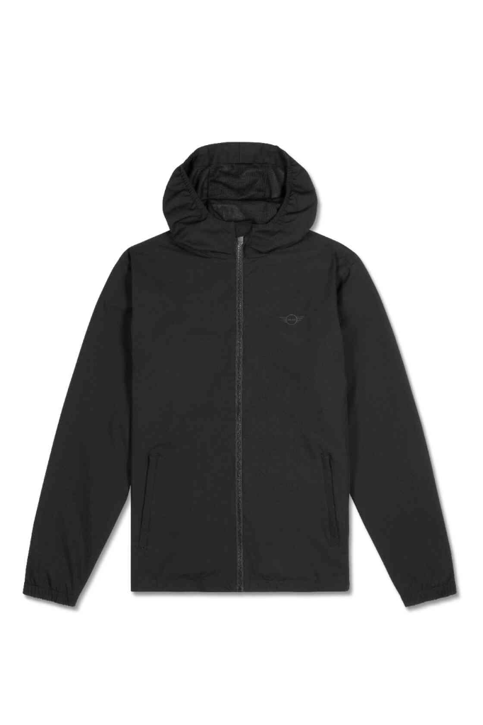 Genuine Wordmark Mens Jacket Black Top Hood Drawstring Full Zip Loose Fit