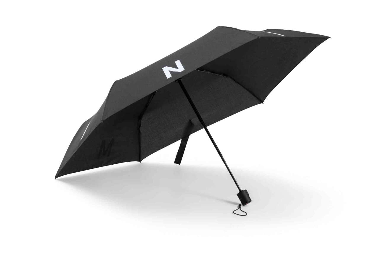 Genuine Wordmark Foldable Umbrella Black Push Button Windproof 80235B54F39