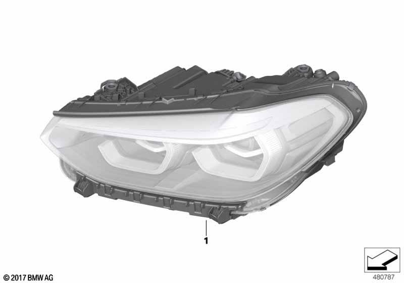 Genuine Right Upper Headlight LED AHL ICON RHD Headlamp Fits G08 63119491684