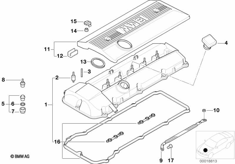 Genuine Cylinder Head Cover Valve Cover Profile Gasket Set view 2