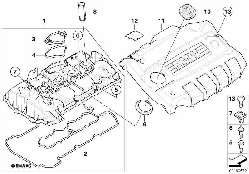 Genuine Engine Cylinder Head Cover Profile Gasket 11 12 7 555 738 view 2
