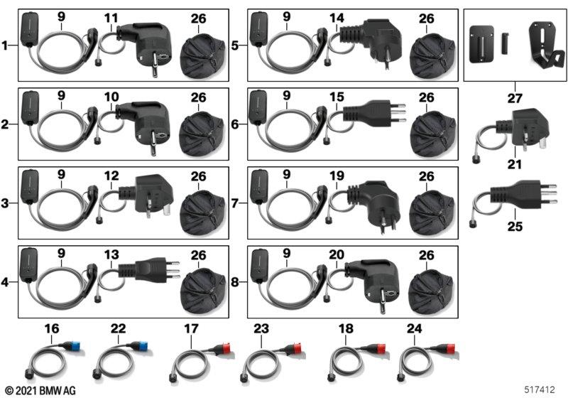 Genuine Adapter Cable CEE 16A Red 3 Phase Fits F60 LCI F56 BEV 61905A138D7