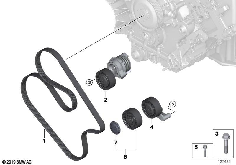 Genuine Water Pump Alternator Belt Drive Ribbed V-Belt PK6x1548 11 28 7 631 817 view 2