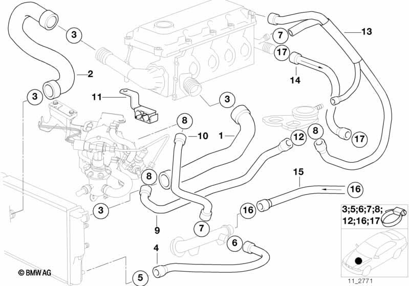 Genuine Cooling System Water Hose/Pipe 11 53 1 247 203 view 2