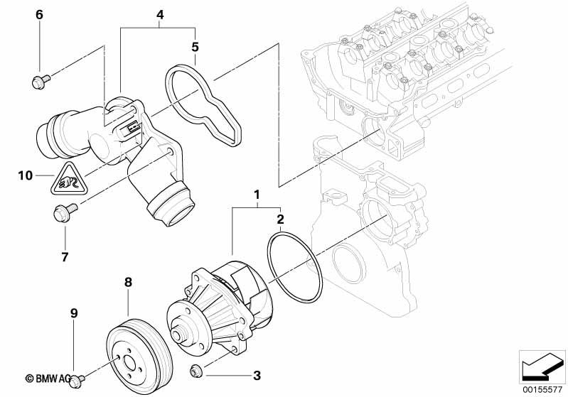 Genuine Water Pump Thermostat+Housing view 2