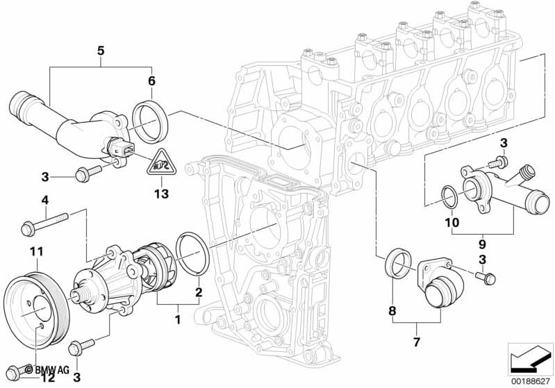 Genuine Water Pump Thermostat+Housing 11 53 1 437 085 view 2