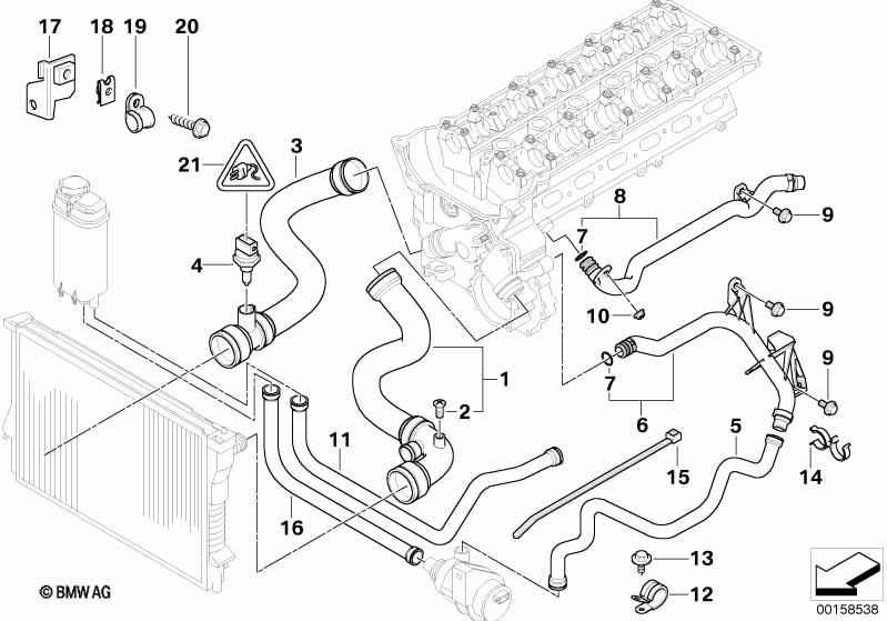 Genuine Cooling System Water Hose/Pipe 11 53 1 438 634 view 2