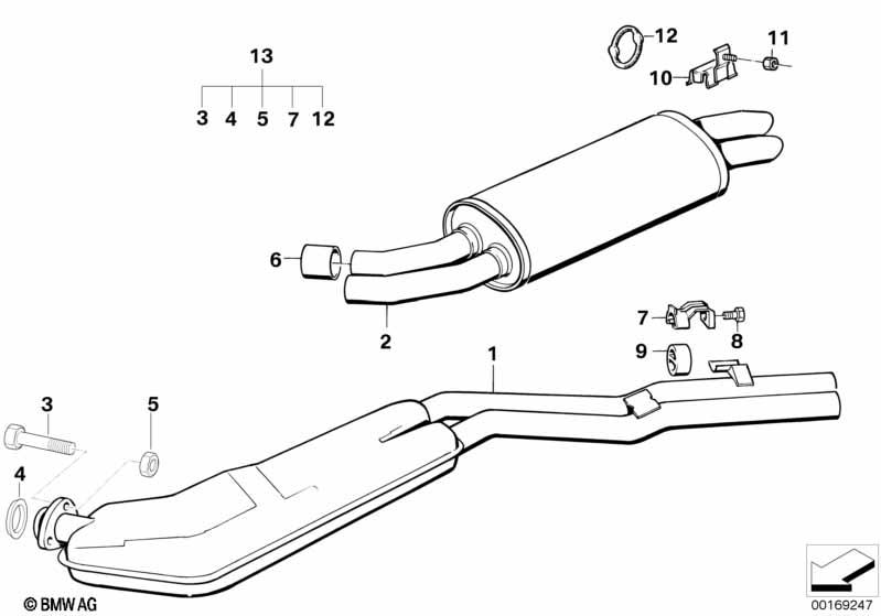 Genuine Exhaust Silencer/Muffler Support Bracket 18 21 2 242 792 view 2