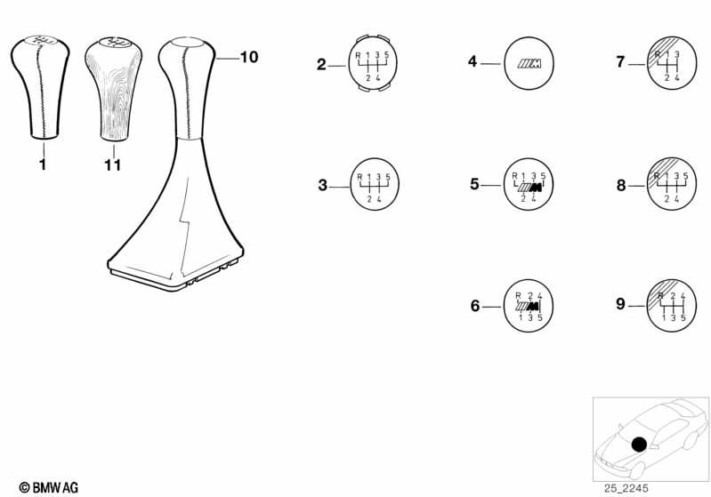 Genuine 5-Speed Gear Stick/Shift Knob 25 11 1 434 497 view 2