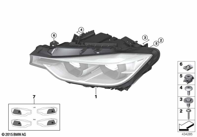 Genuine Left Headlight LED AHL Black Line Fits F30 LCI F31 LCI 63118492465