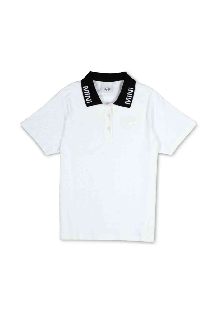 Genuine Wordmark Womens Ladies Polo Shirt White Tee Top Semi Loose Fit