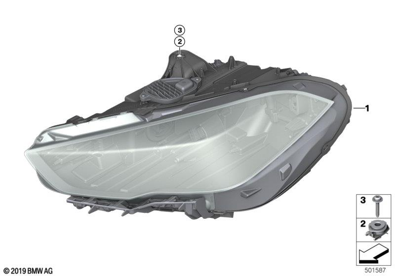 Genuine Right OS Offside Headlight LED RHD Headlamp Fits F44 63119449596