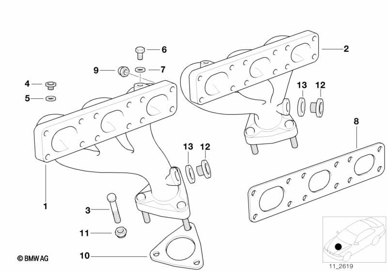 Genuine Exhaust Manifold Rear 11 62 1 740 731