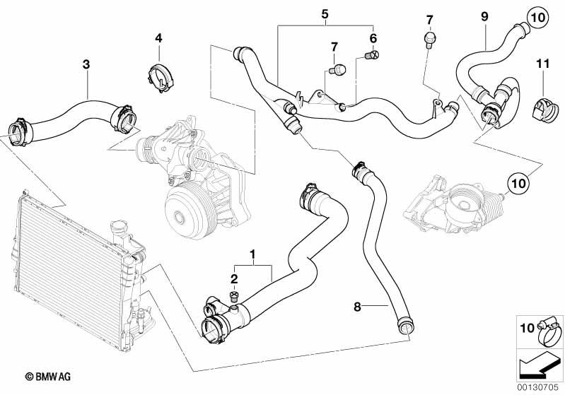Genuine Cooling System Water Hose/Pipe 11 53 7 787 405
