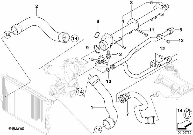 Genuine Cooling System Water Hose Pipe 11 53 7 831 026