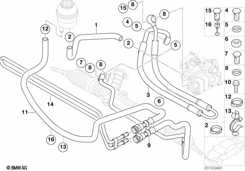 Genuine Hydro Steering Pressure Hose Oil Pipe 32 41 6 766 962