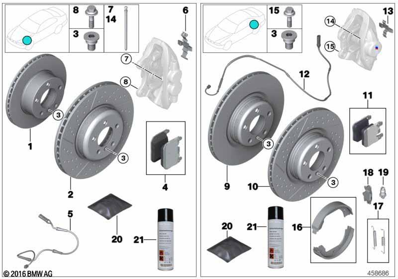 Genuine Front Brake Disc Left Right Drilled 340x30 34 10 6 797 602