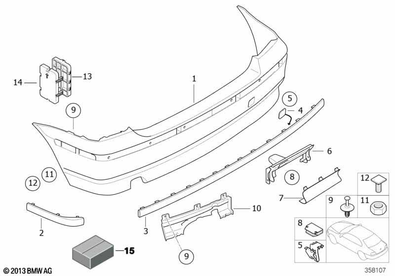 Genuine Rear Bumper Cover Tow Eye Flap Primed 51 12 7 030 893