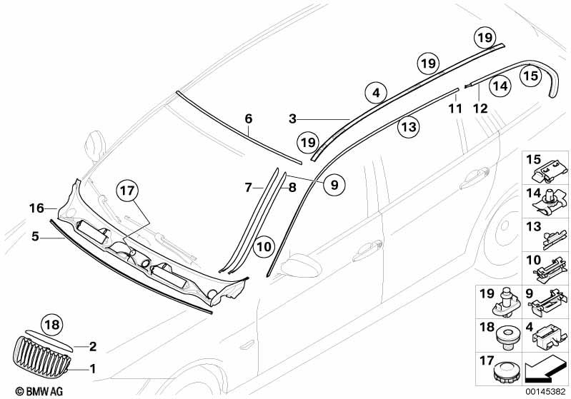 Genuine Roof Trim Strip Moulding Cover Primed Right 51 13 7 124 258