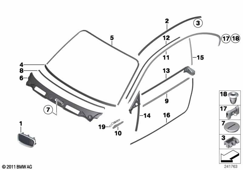 Genuine Left Grille With Chrome Frame 51 13 7 127 227