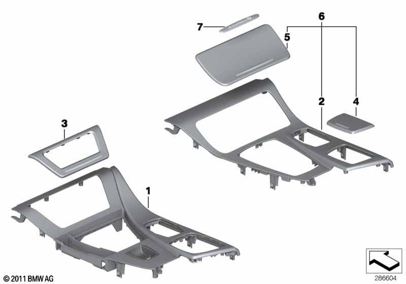 Genuine Right Centre Console Cover Panel Hexagon Aluminium 51 16 8 050 694
