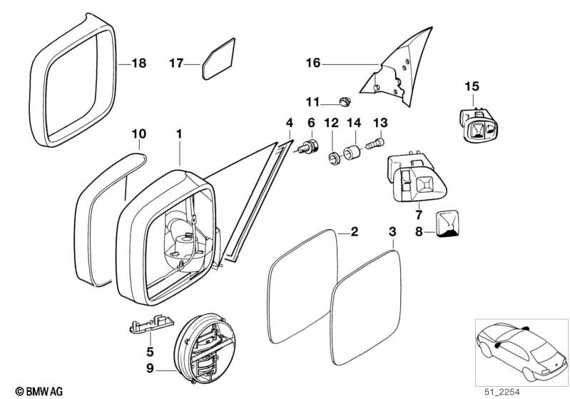 Genuine Exterior Wing Mirror Electric Heated Left 51 16 8 144 409