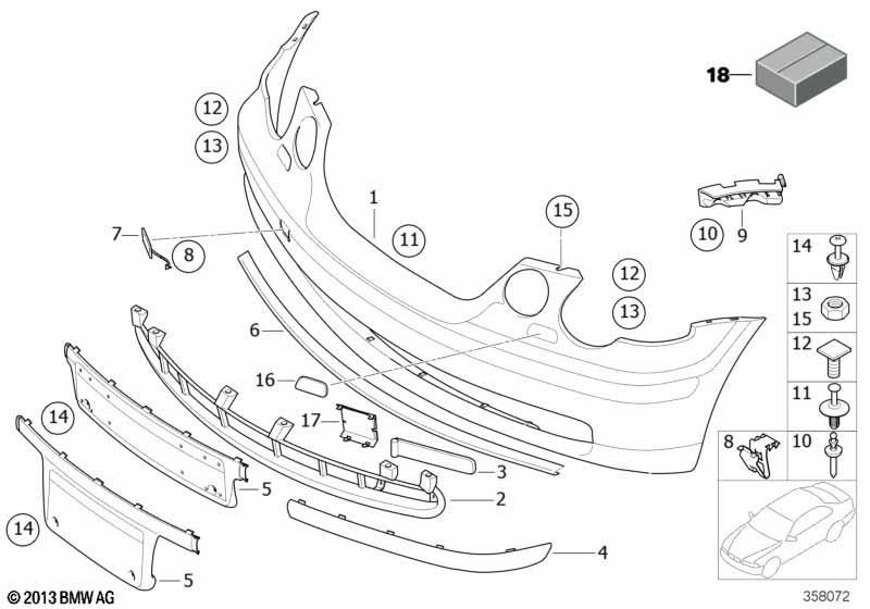 Genuine Front Bumper Cover Tow Eye Flap Primed 51 11 7 030 892