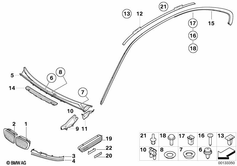 Genuine Exterior Trim Front Left Kidney Grille Black 51 13 8 208 683