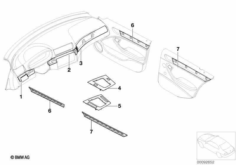 Genuine Centre Console Gearstick Surround Aluminium 51 16 7 052 065