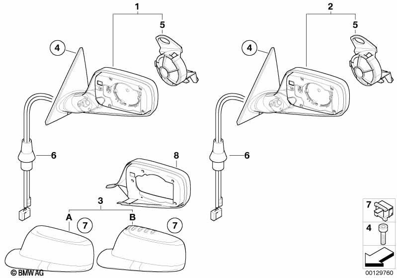 Genuine Right OS Exterior Wing Mirror Heated Black 51 16 7 153 162