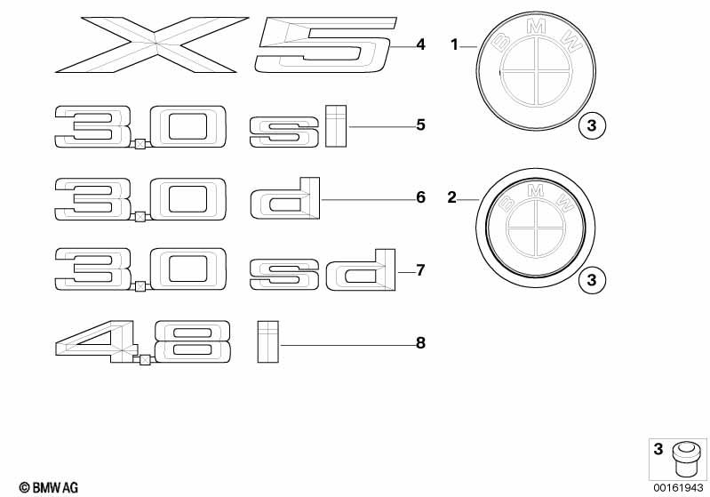 Genuine 3.0SD Door Emblem Badge Letter Logo 51 14 7 170 953