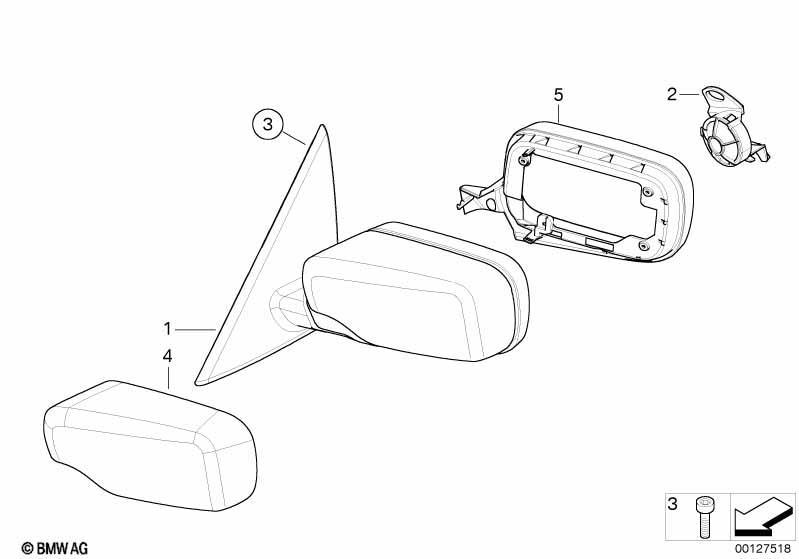 Genuine Exterior Wing Mirror Folding Heated Right 51 16 7 011 952