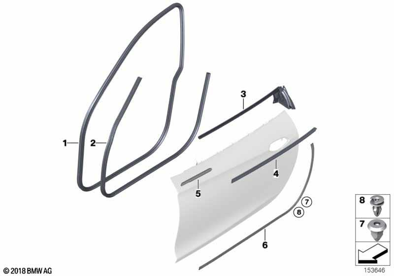 Genuine Exterior Front Left Door Channel Cover Gloss Black 51 33 7 190 867