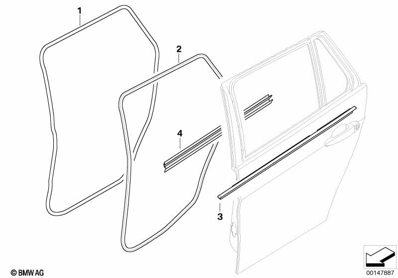 Genuine Exterior Rear Right Door Channel Cover Gloss Black 51 35 7 220 192