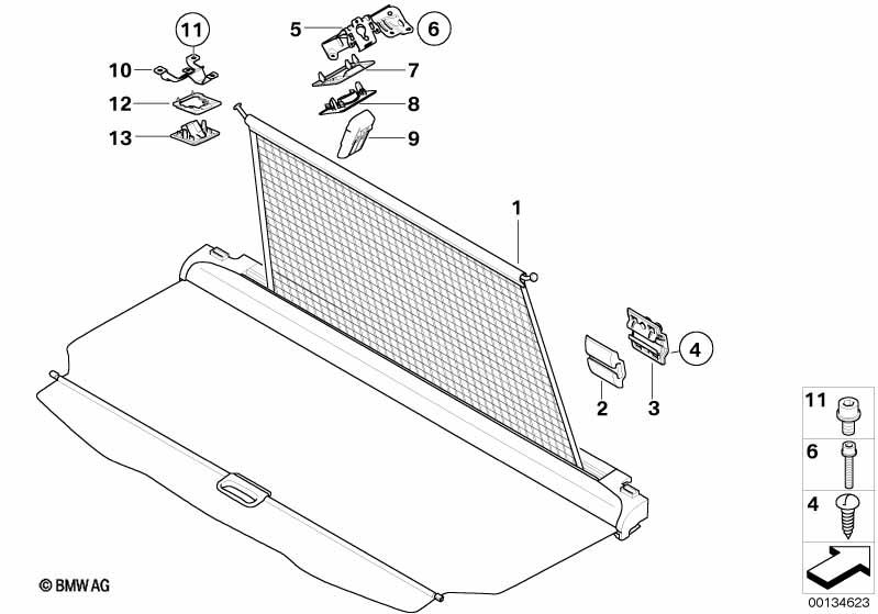 Genuine Boot Luggage Dividing Net Bracket Front Right 51 44 3 411 884