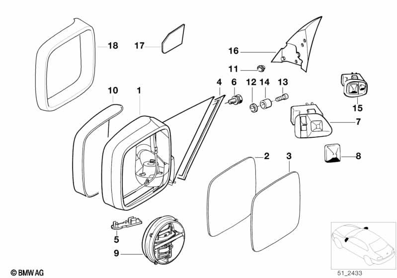 Genuine Exterior Wing Mirror Cover Cap Primed 51 16 8 156 222