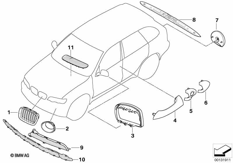 Genuine Right Door Exterior Handle Lock Cover Titanium 51 21 7 002 314