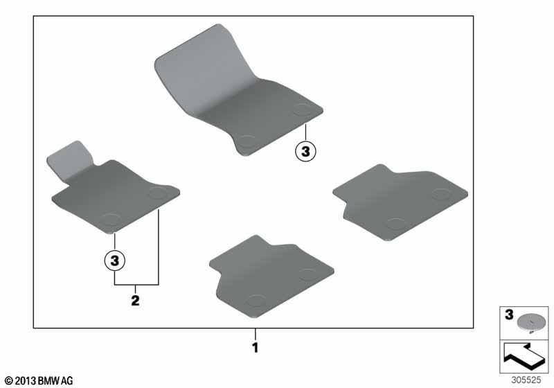 Genuine Set Of Floor Mats Velours RHD 51 47 7 353 722