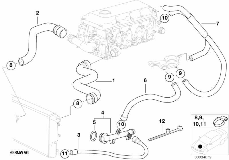 Genuine Cooling System Water Hose Pipe 11 53 1 716 660