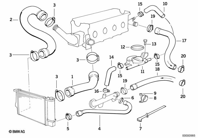 Genuine Cooling System Water Hose Pipe 11 53 1 721 711