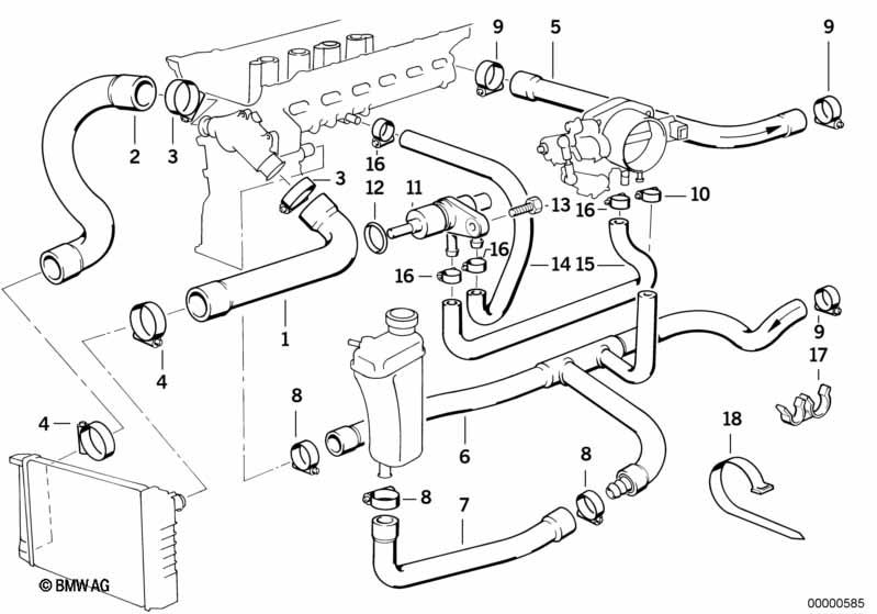 Genuine Cooling System Water Hose/Pipe 11 53 1 726 344
