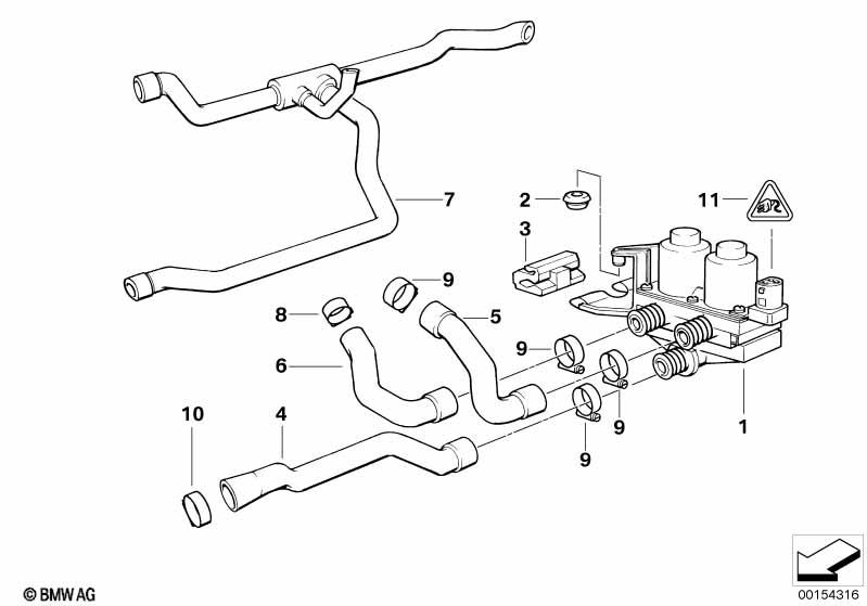 Genuine Cooling System Radiator Engine Return Hose/Pipe 11 53 1 738 055