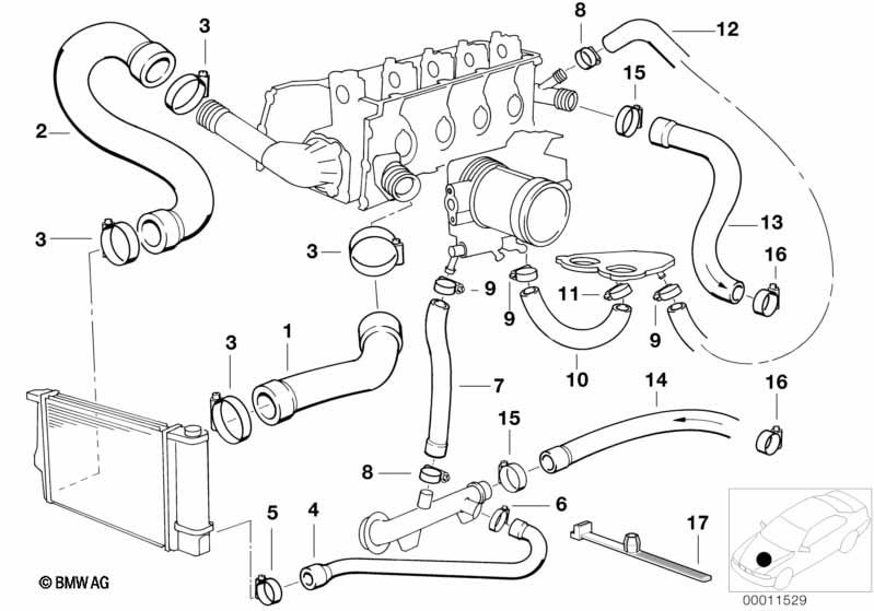 Genuine Cooling System Water Hose/Pipe 11 53 1 739 558