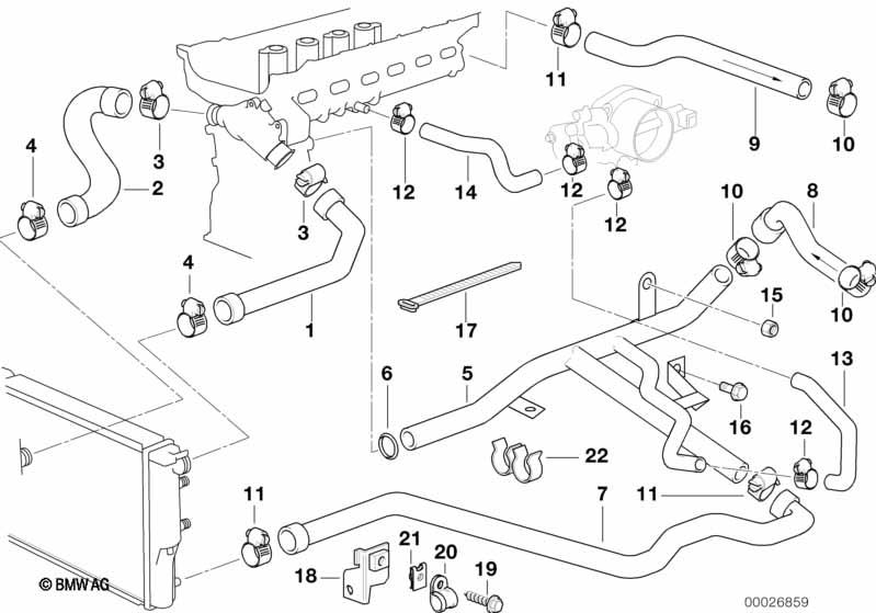 Genuine Cooling System Water Hose Pipe 11 53 1 740 832