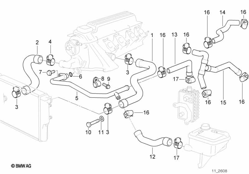 Genuine Cooling System Water Hose/Pipe 11 53 2 245 500