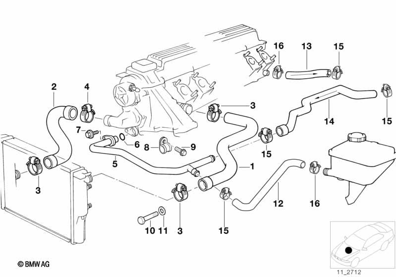 Genuine Cooling System Water Hose Pipe 11 53 2 246 001