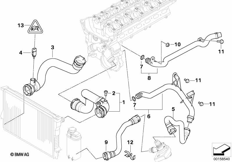 Genuine Cooling System Water Hose Pipe 11 53 7 510 120