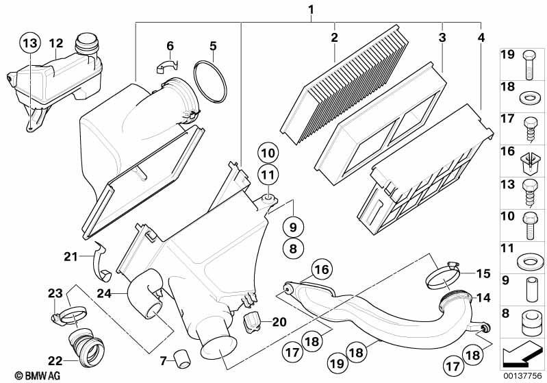 Genuine Air Intake Silencer Muffler 13 71 1 740 067